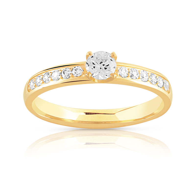 Bague solitaire or 750 jaune diamant 40/100e de carat