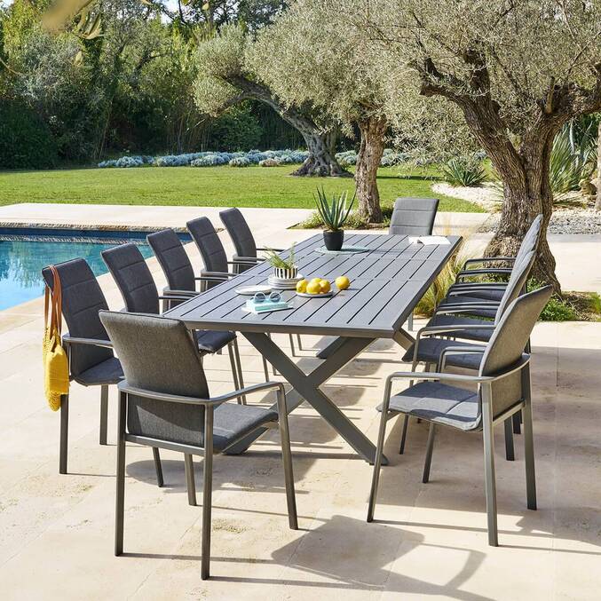 Table de jardin extensible AXIOME Ardoise granitée