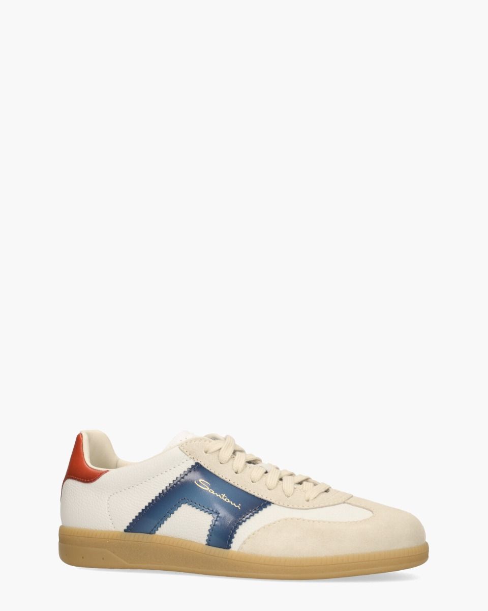 Santoni 21965 Off-White/Blauw/Rood Herensneakers