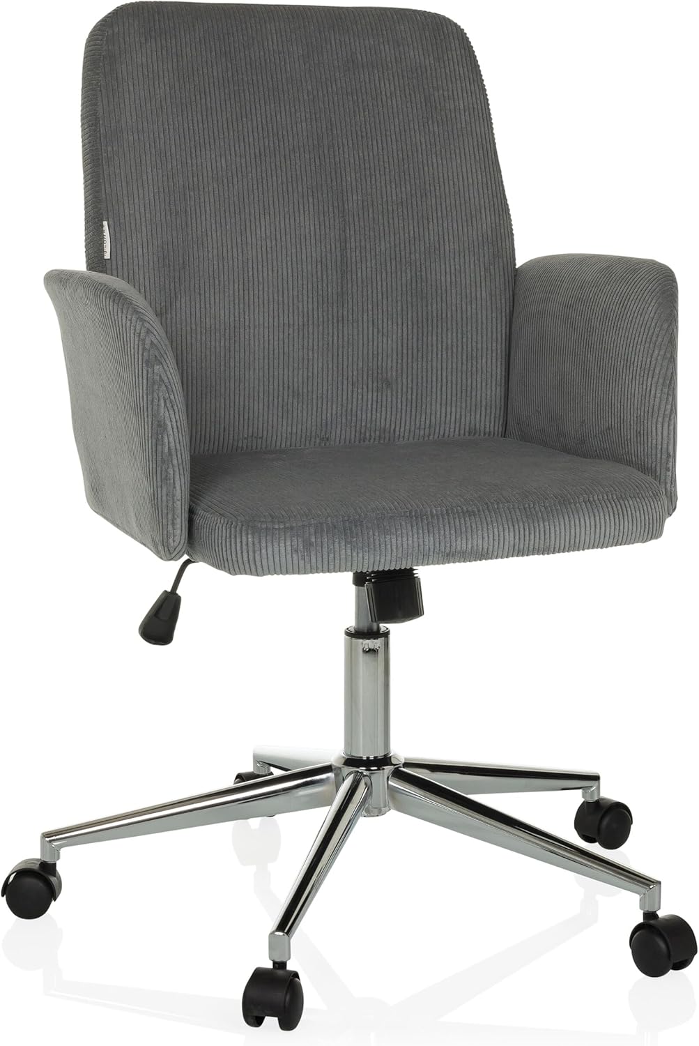 hjh OFFICE Homeoffice Stuhl gepolstert mit Cord-Optik SOLAO Cord Schreibtischstuhl Drehstuhl mit Rollen höhenverstellbar, Grau