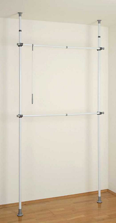 Système de penderie extensible Hercules Basic Wenko H. 165 à 300 cm x L. 75 à 120 cm blanc