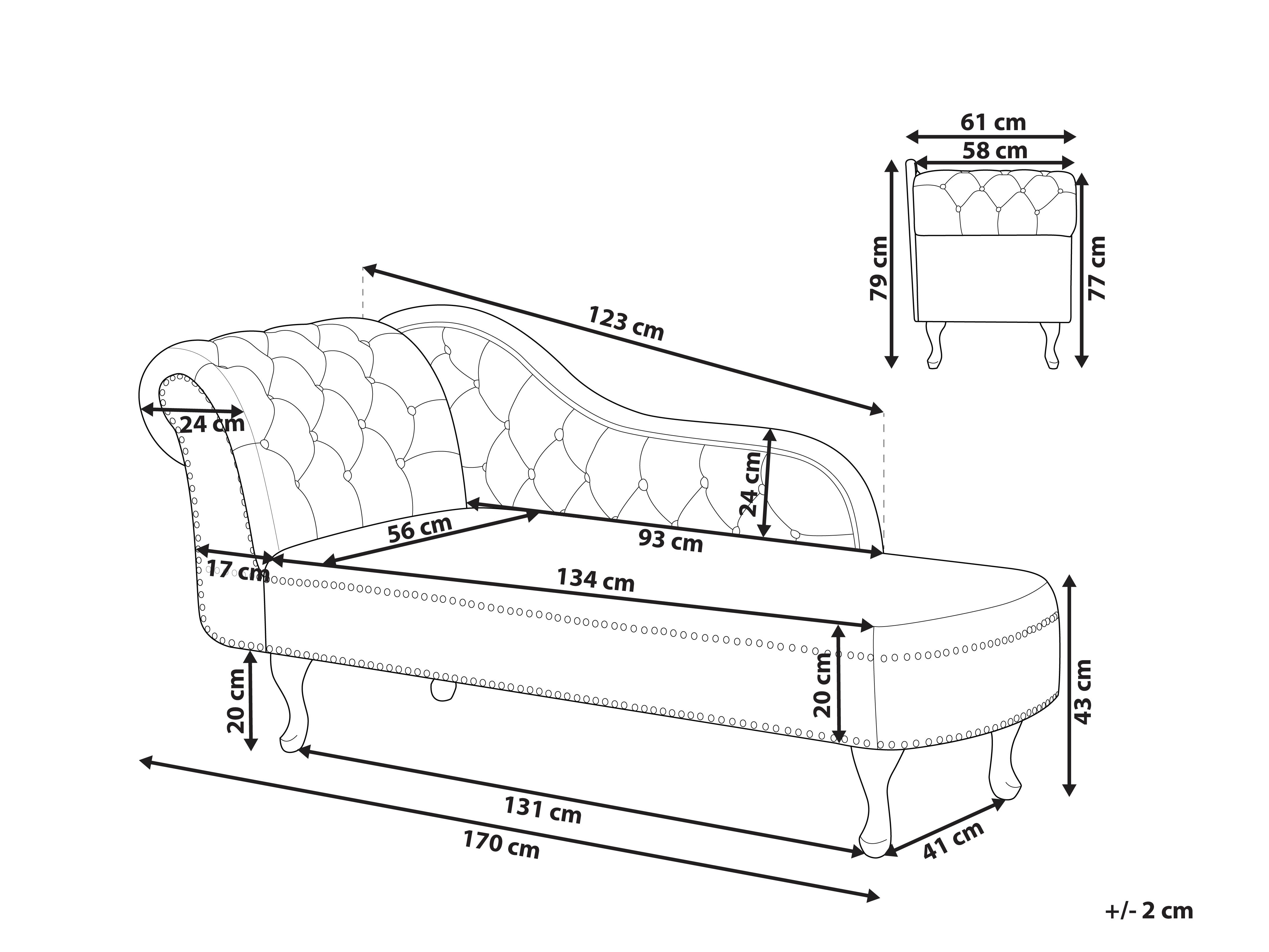 Linkszijdige chaise longue NIMES Fluweel Bordeauxrood