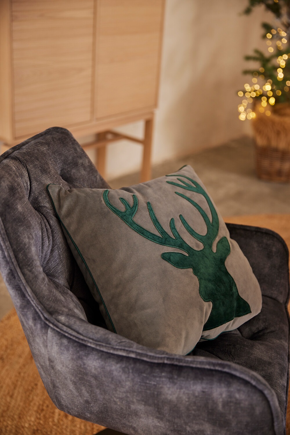 done.® Dekokissen »Oh Deer« Velourstoff Anthracite