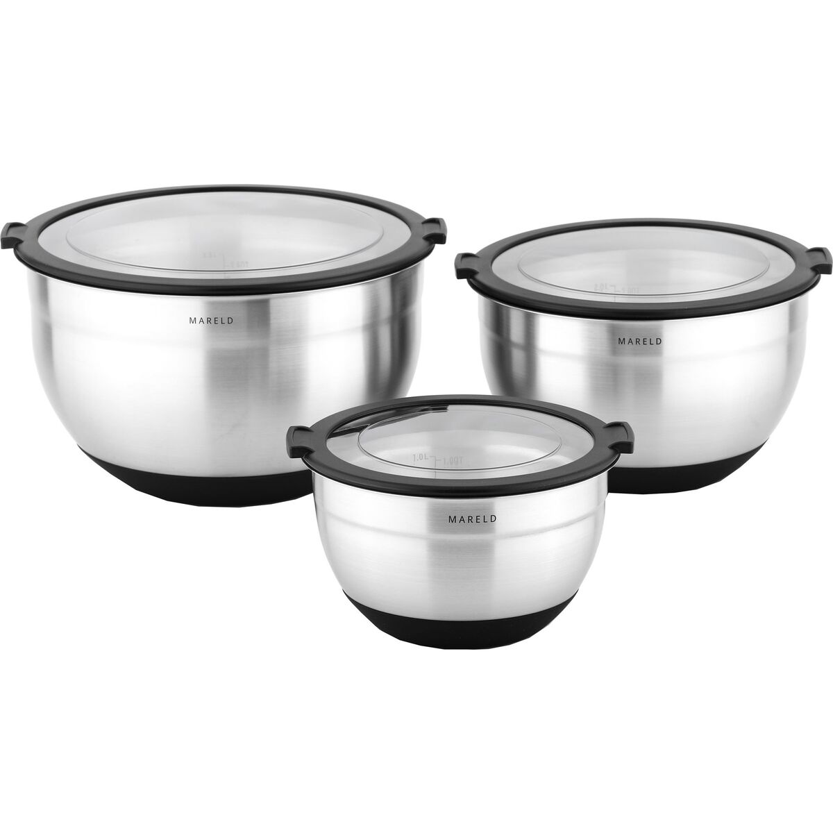 Boller i rustfritt stål, 3 stk
