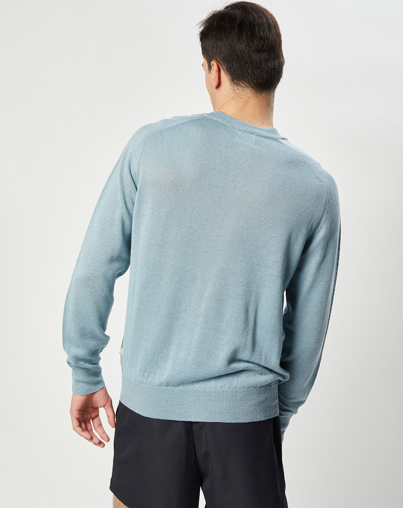 Bellerose Pull en Lin & Laine vierge Nepro col rond bleu clair