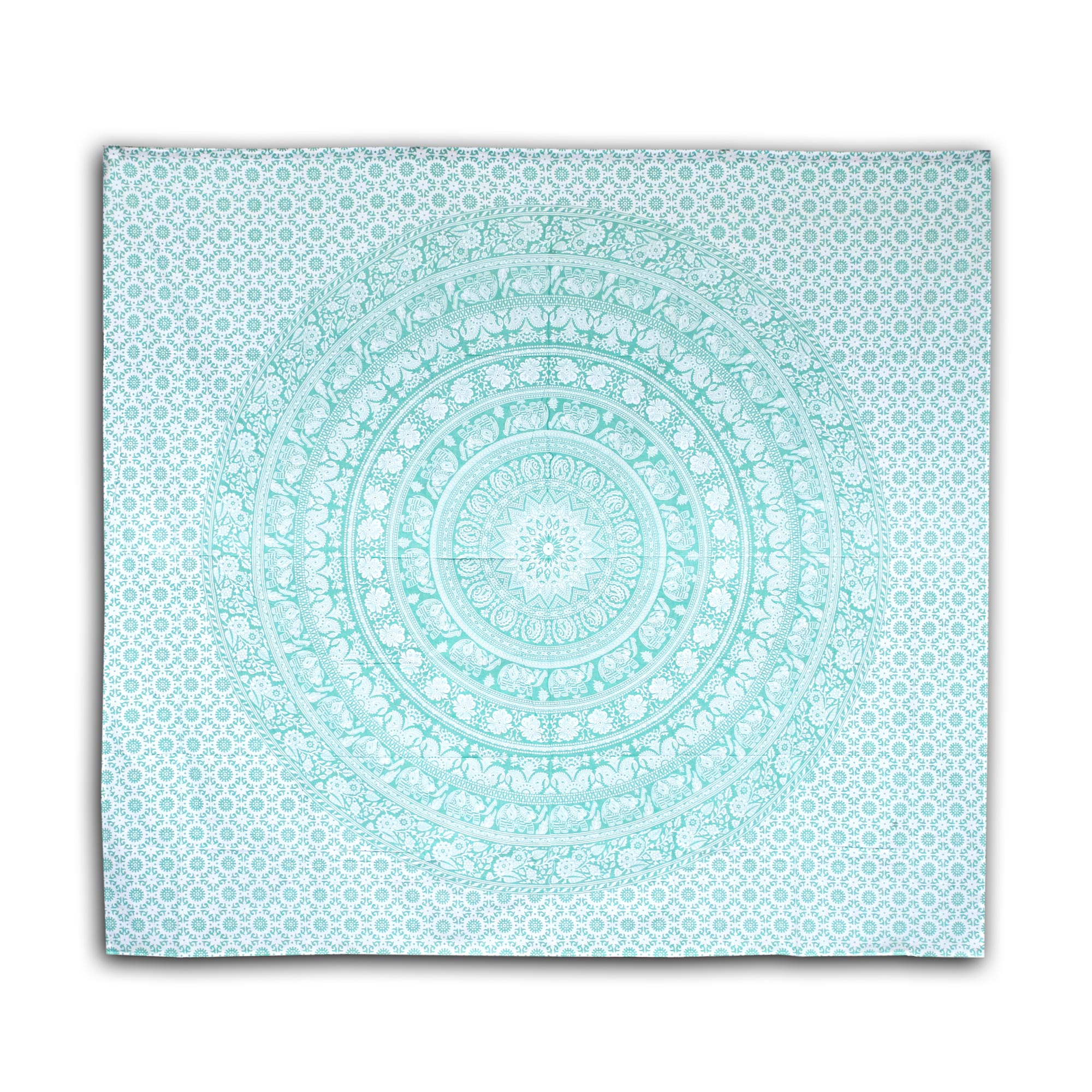 Tagesdecke 'Mandala', hellgrün, weiß, L 240 cm, B 213 cm von fischer's lagerhaus