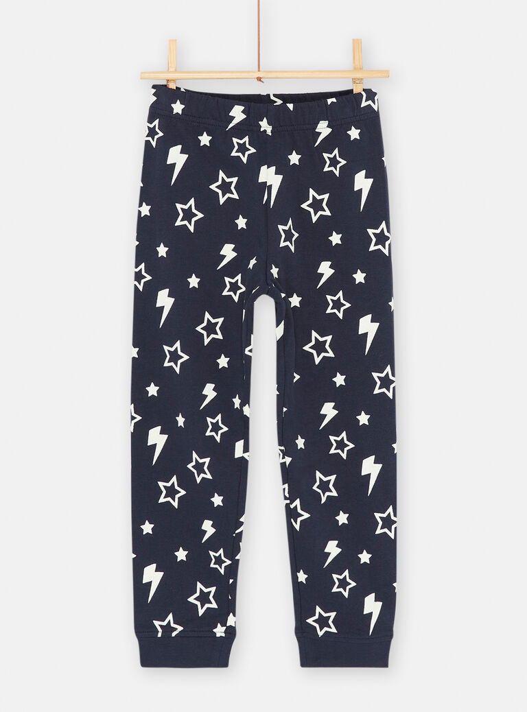 Pyjama bleu phosphorescent nuit à imprimé cosmique garçon