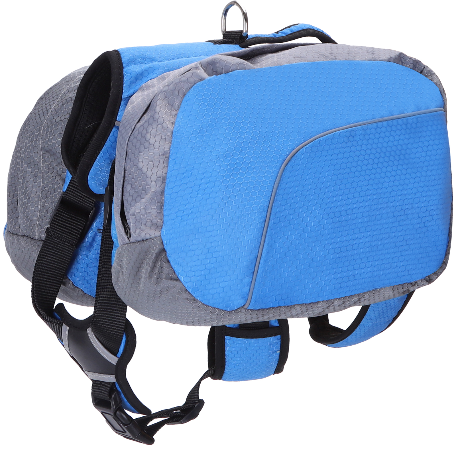 Nobleza - Mochila Colete com Arnês para Cães, Bolsa de Ombro Ajustável, Bolsa de Transporte para Caminhadas, Trekking e Camping com Faixa Refletora para Animais de Estimação, Azul - Tamanho G