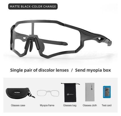 Lunettes de cyclisme photochromiques Rockbros 10181 UV400 - Noir
