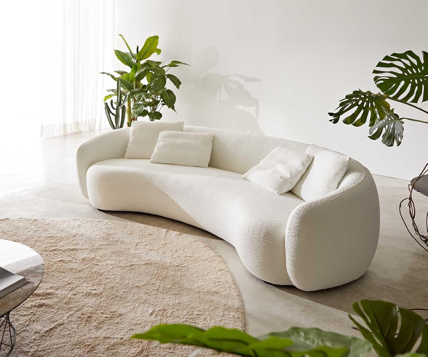 DELIFE 3-Sitzer-Sofa Larna Bouclé Creme-Weiß 260x120 cm 3-Sitzer