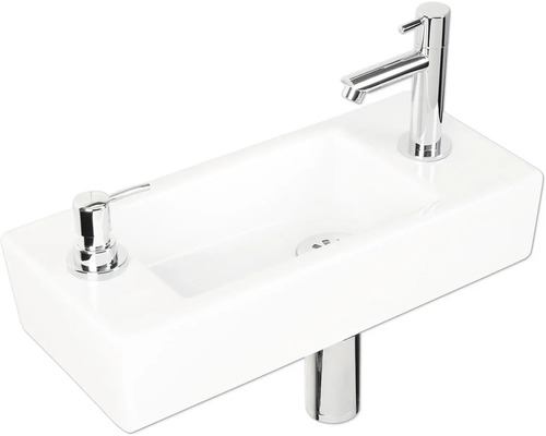 Verschil wastafelset 40 x 18 cm wit / chroom glanzend 38.005.93