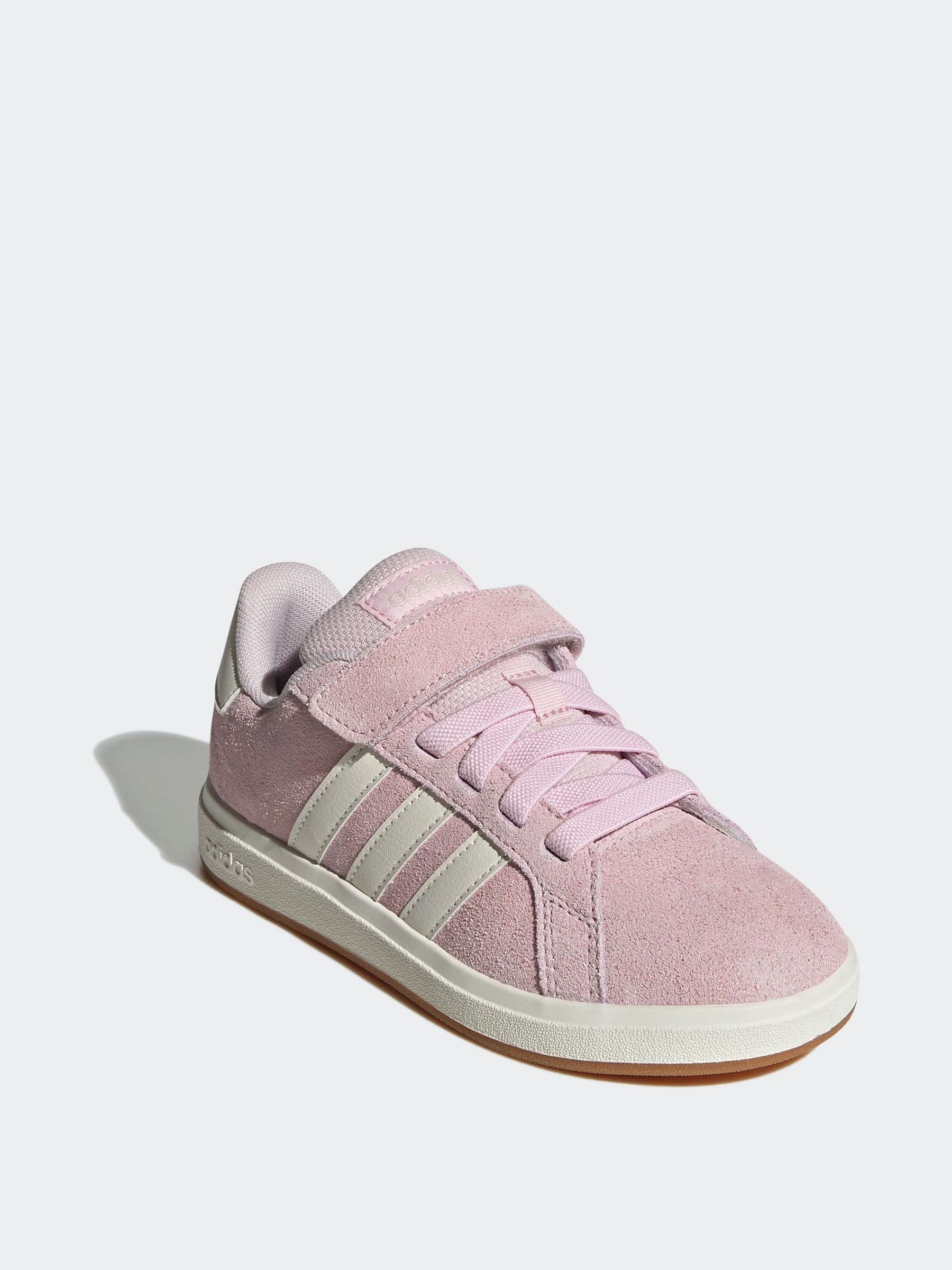 Roze - adidas Grand Court 00suède kindersneakers met elastische veters