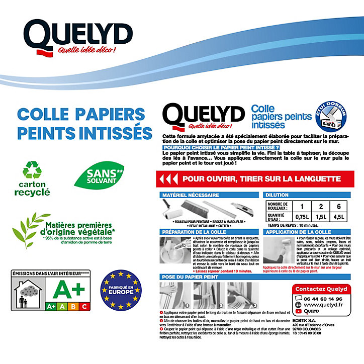 Colle Quelyd pour papier peint intissé doseur intégré 300g