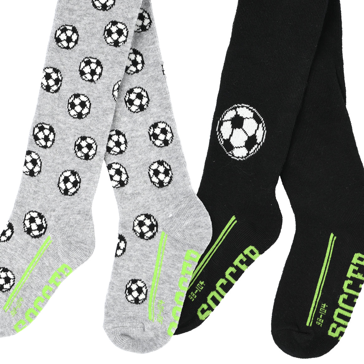 Topolino 2 Jungen Strumpfhosen mit Fußball-Motiven hellgrau / schwarz