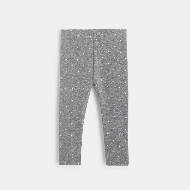 Legging molleton bio imprimé pois gris bébé fille Gris ou noir
