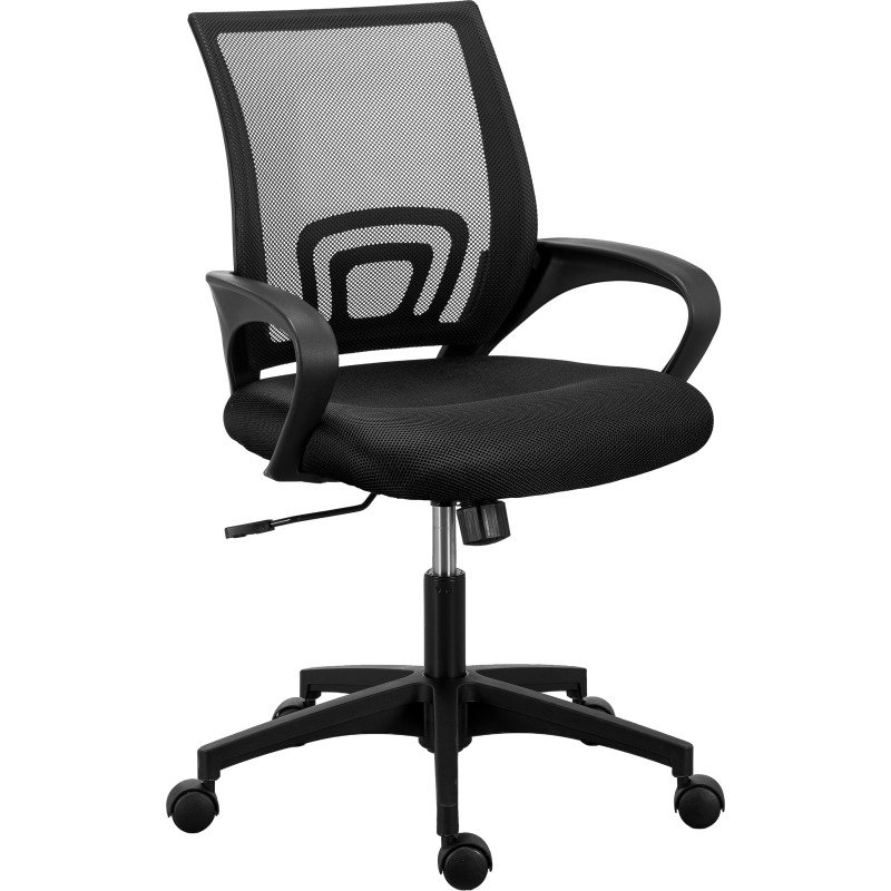 Chaise de bureau SPRING tissu et maille - avec accoudoirs et soutien lombaire - Mécanisme Basculant centré - Pied noir