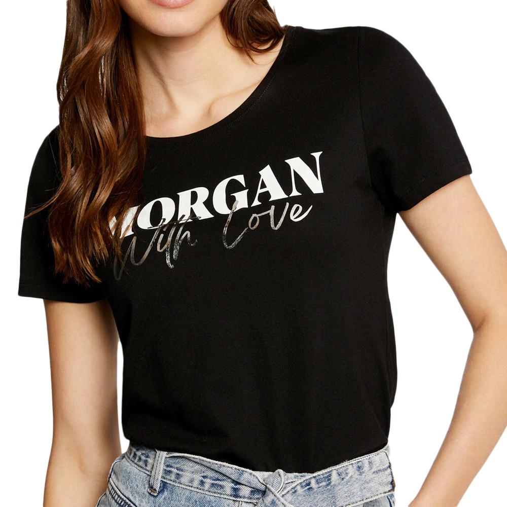 Morgan T-shirt Noir Femme Morgan Serigraphie DUNE