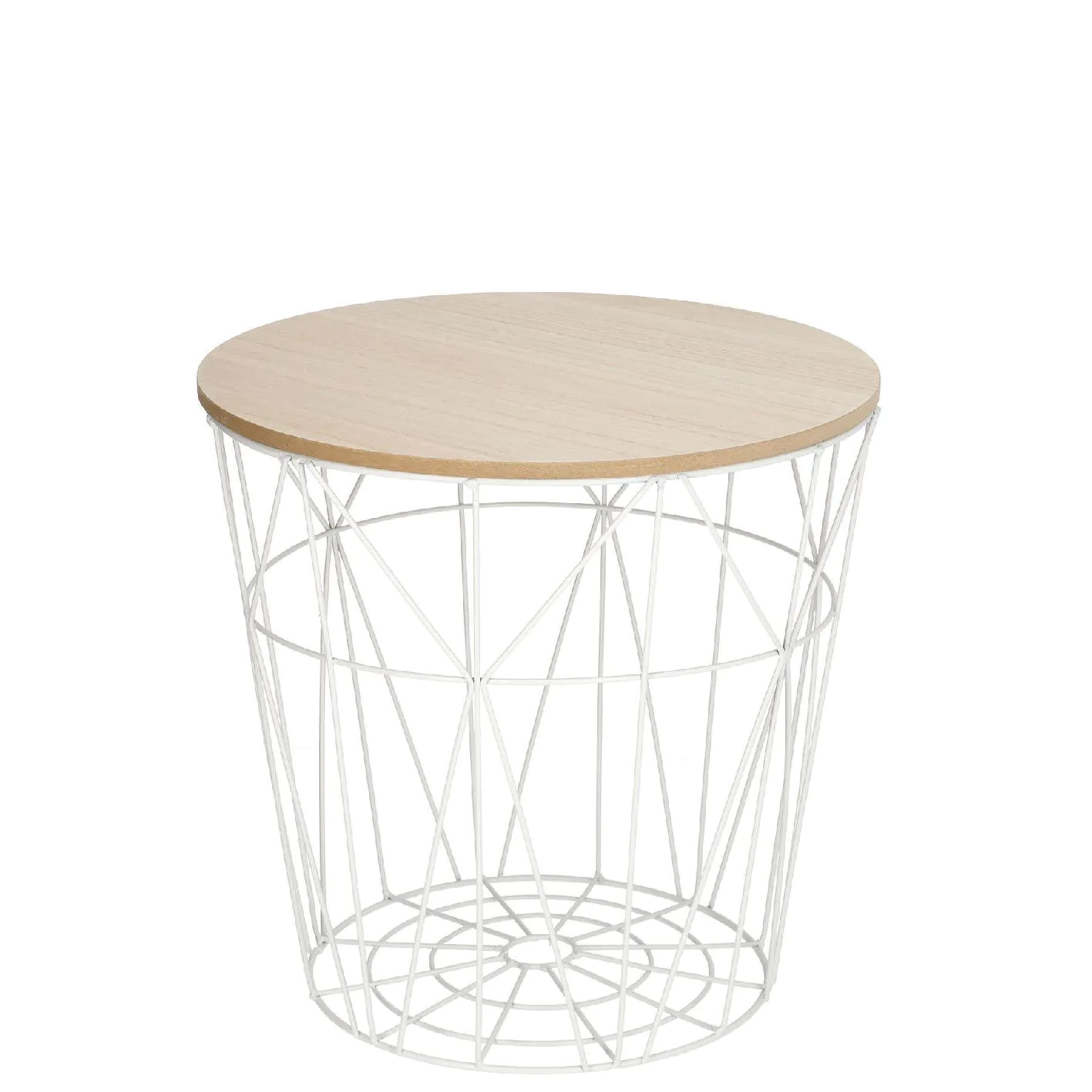 3er Set Tisch/Korb, 43 cm, weiß