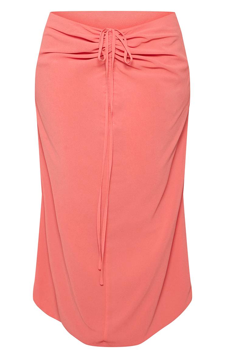 Abricot Jupe Midi Shape Aperol Froncée Sur Le Côté Ensemble Coordonné