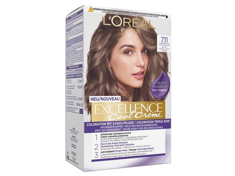L'Oréal Paris Haarcoloration Cool Crème 7.11 Ultra Kühles B Dauerhafte Haarfarbe mit bis zu 100% Grauhaarabdeckung