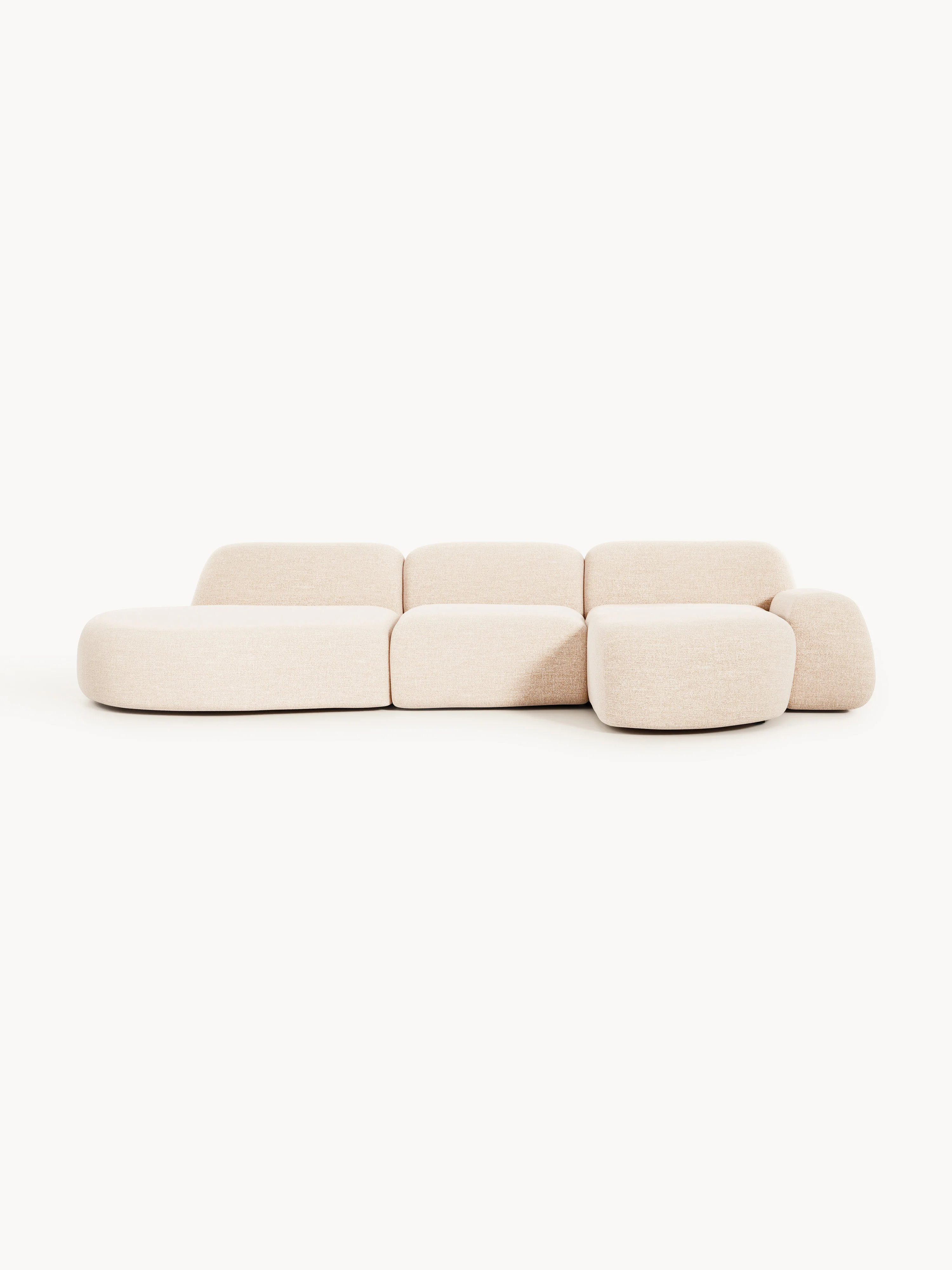 Modulaire bouclé hoekbank Wolke (4-zits) met chaise longue