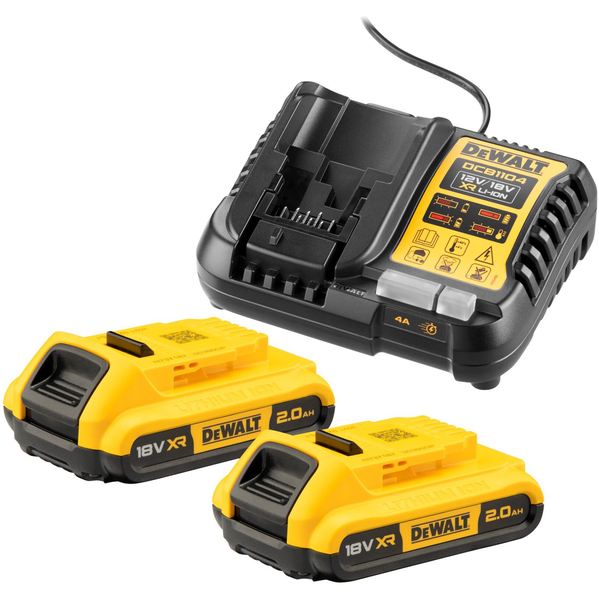 DeWalt Ladegerät Starter-Set Akku-Kit DCB1104D2, 18Volt
