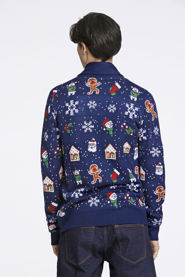 Lindbergh Xmas shawl collar cardigan Blå