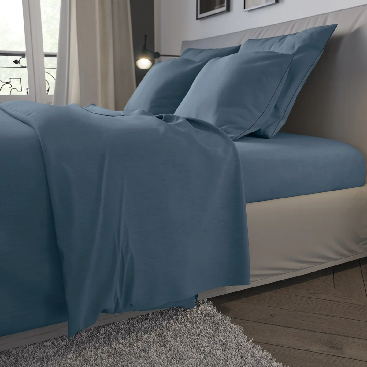Drap Housse Confort Jersey Coloris Denim