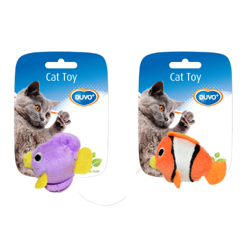 Brinquedo para Gato DUVO, Peixes Sortidos, 2 Unidades, 7,5 x 9 x 3,5 cm