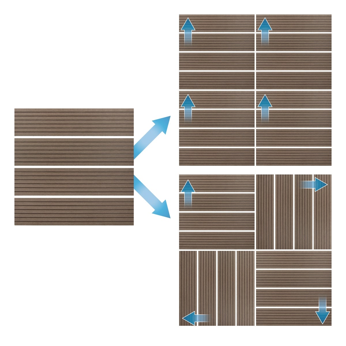 ECD Germany WPC Terrastegels 30x30 cm 11-delige voordeelverpakking voor 1 m² donkerbruine houtlook voor tuinbalkonvloeren met drainage, kliksysteem Terrasplanken Balkontegels Kliktegels Houten tegels