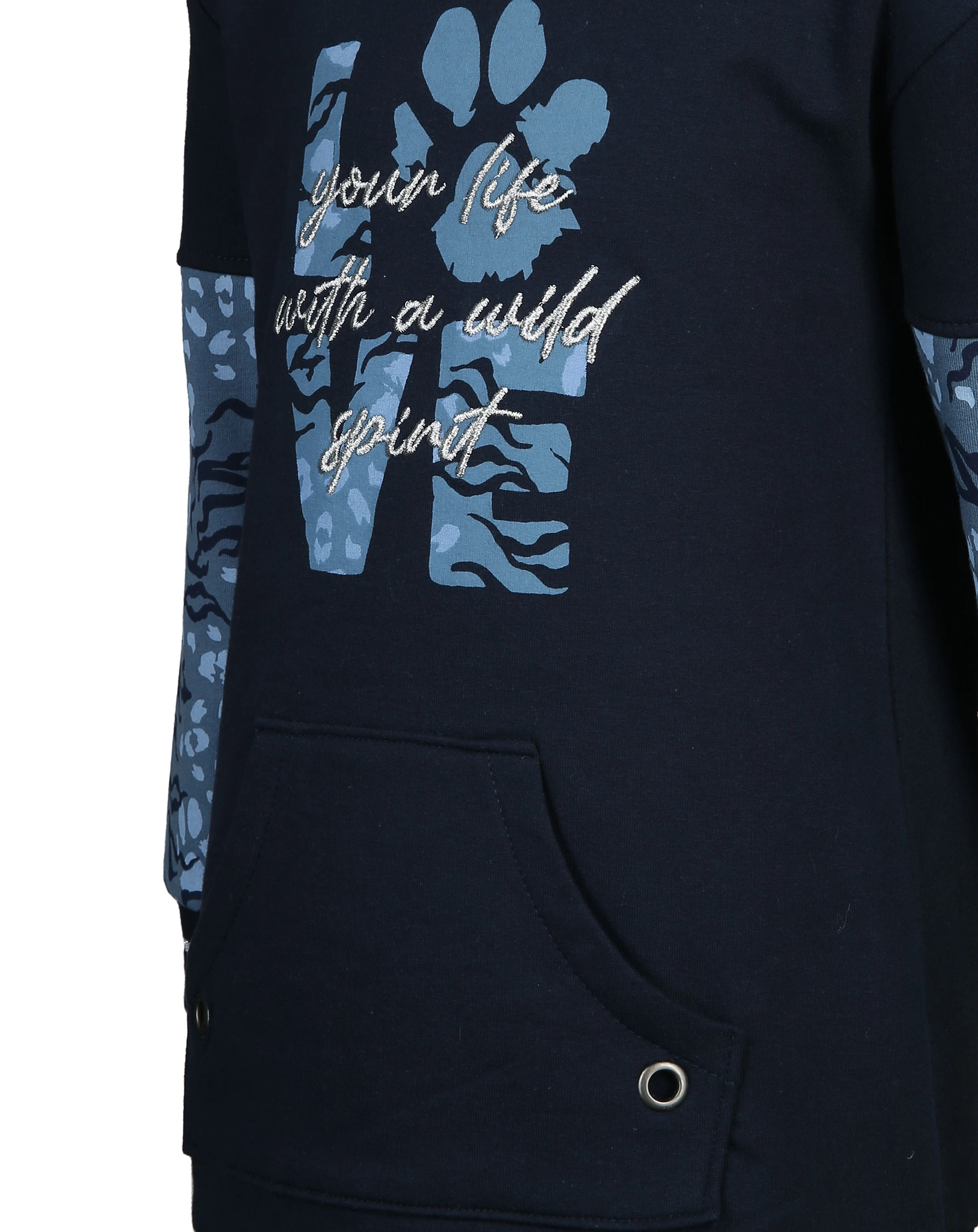 Kapuzen-Sweatkleid LOVE in marine