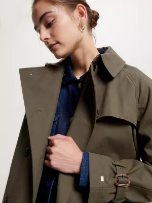 Trench coat curto de abotoamento duplo