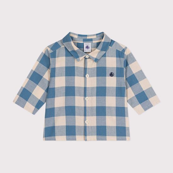 Chemise manches longues en flanelle   Bleu Beach / Avalanche        36 mois   de               Petit Bateau