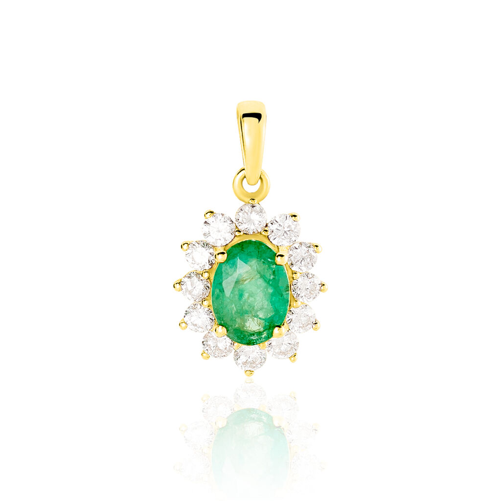 Pendentif Vladimir Or Jaune Emeraude Et Diamant