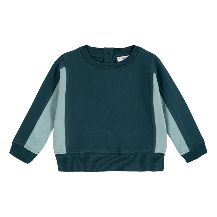 Emile et Ida Sweat Coton Bio Bi-color | Vert foncé