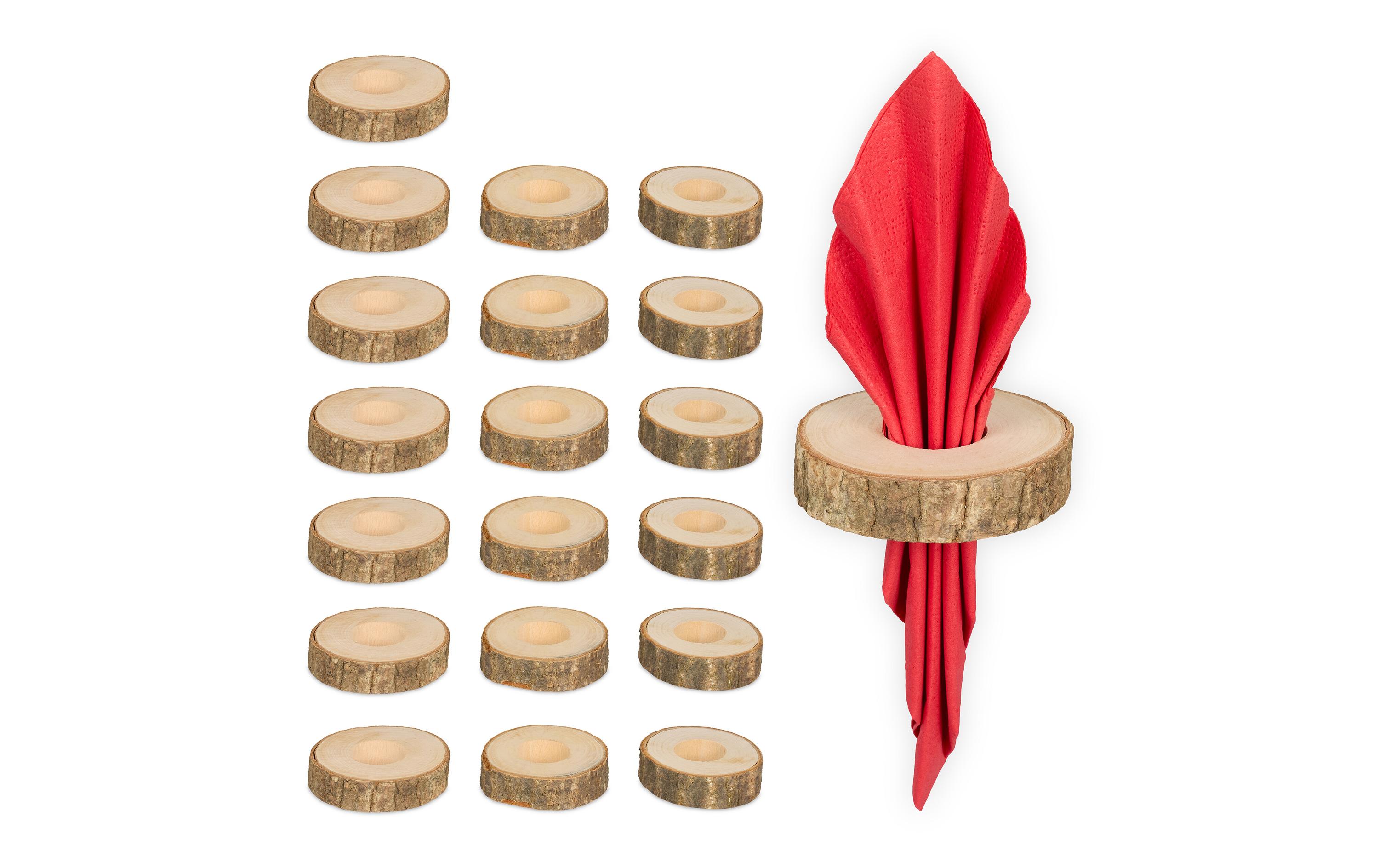 Serviettenring Natur, 20 StückServiettenschnallen-Set aus Holz