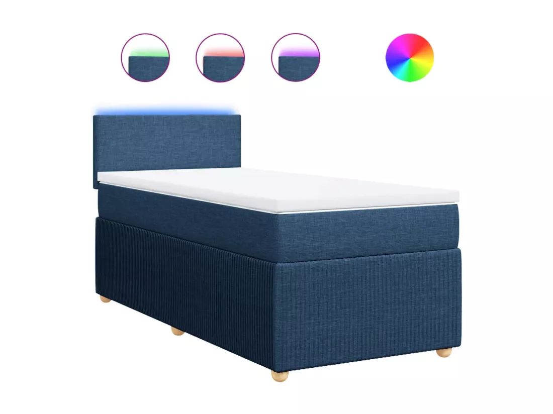 Sommier à lattes de lit avec matelas Bleu 90x190 cm Tissu