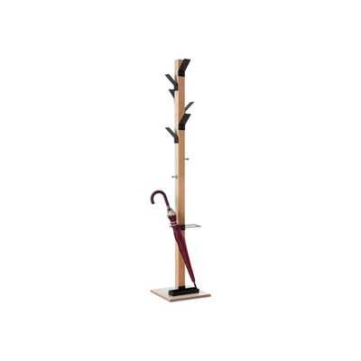 Porte-manteau en bois naturel avec porte parapluie EASYCLOTH - noir