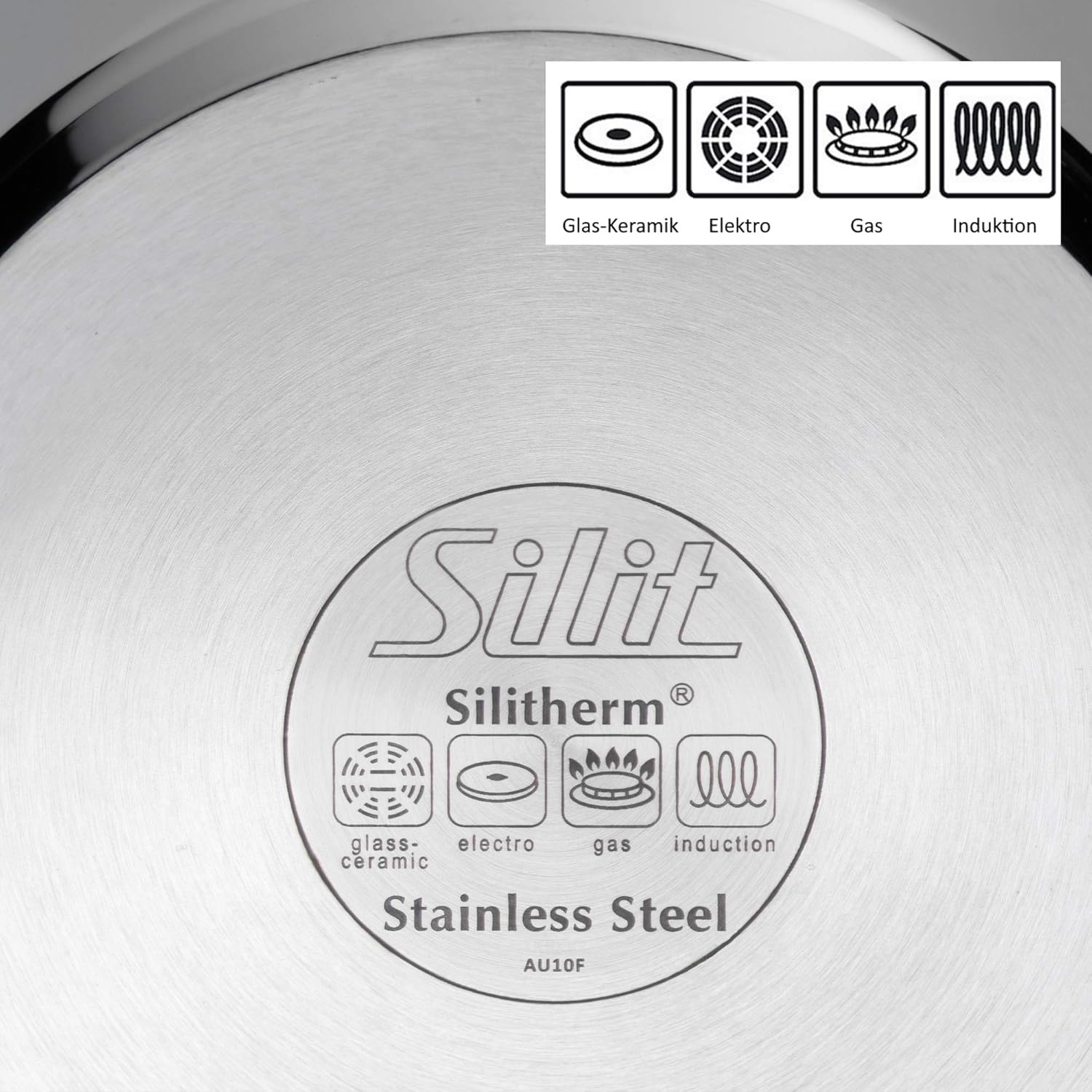 Silit Diamant Topfset Induktion 4-teilig, Kochtopf Set mit Glasdeckel, Edelstahl poliert, Induktions Töpfe Set unbeschichtet