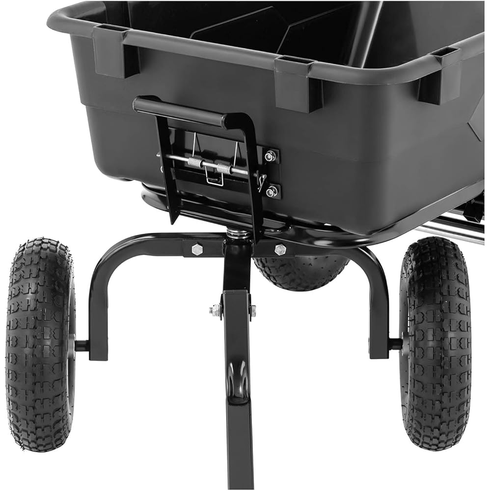 Hillvert Brouette De Jardin Chariot Basculant à Benne Basculante 4 Roues Remorque HT-Q.BASS-550 (Capacité De 550 kg, Contenance De 150 l, Fonction De Basculement, Roue ? 25 cm) : Jardin