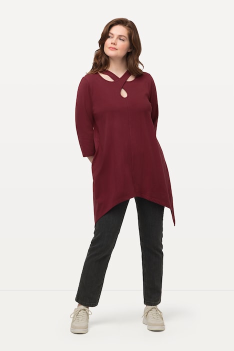 Shirt, Zierbänder, Rundhals, 3/4-Arm, Biobaumwolle