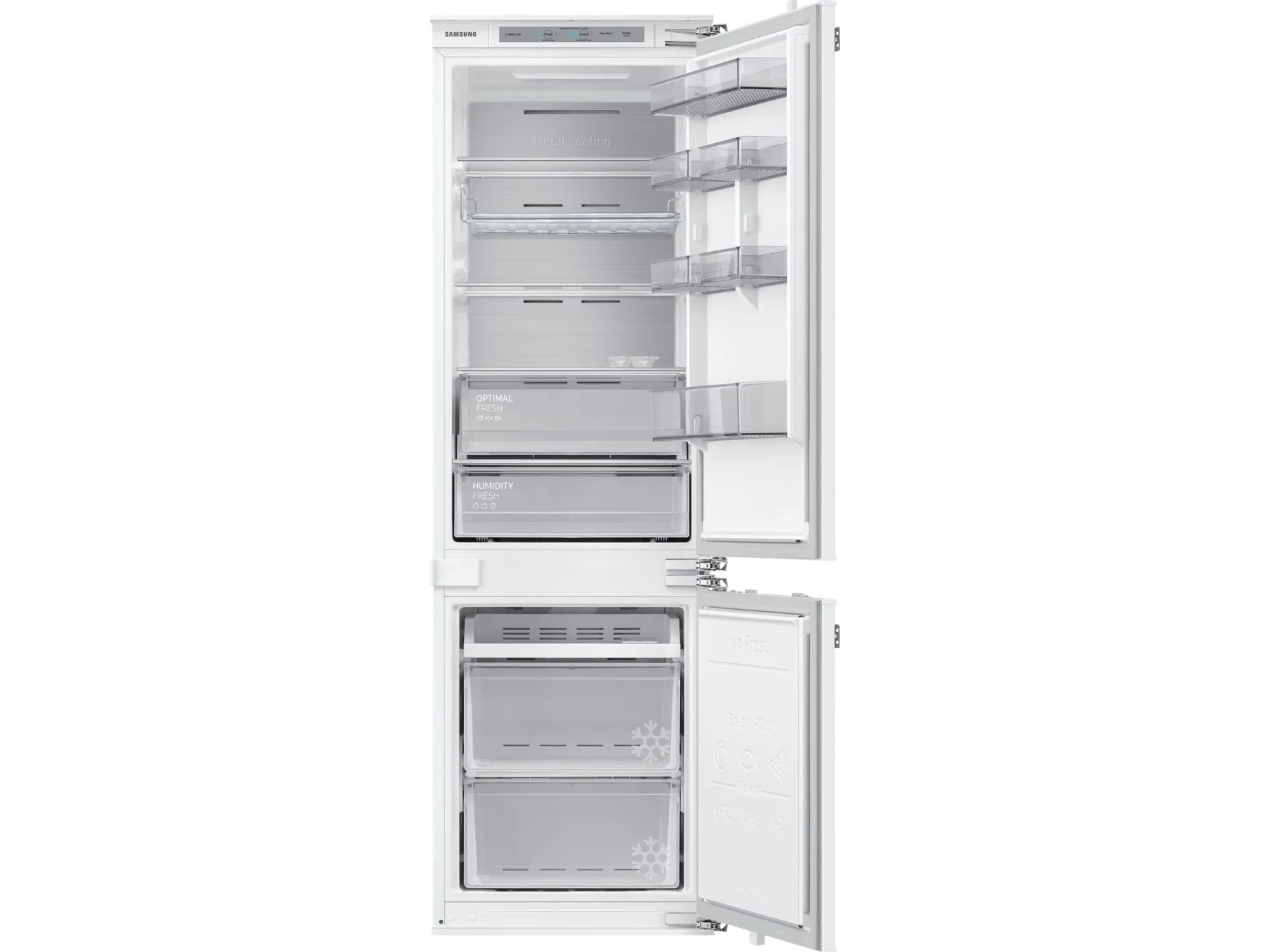 Samsung BRB30705EWW - Køleskab/fryser - bund-fryser - til indbygning - niche - bredde: 55.5 cm - dybde: 56 cm - højde: 193.8 cm - 298 liter - Klasse E - almindelig hvid