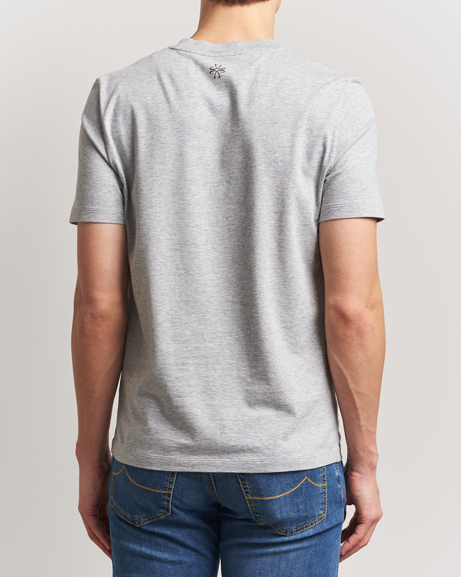 Jacob Cohën Cotton Stripe Logo Pocket T-Shirt Light Grey