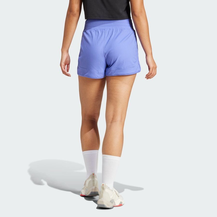 Adidas Short taille haute bords-côtes 3 bandes ton sur ton Pacer All Gym Seasonal