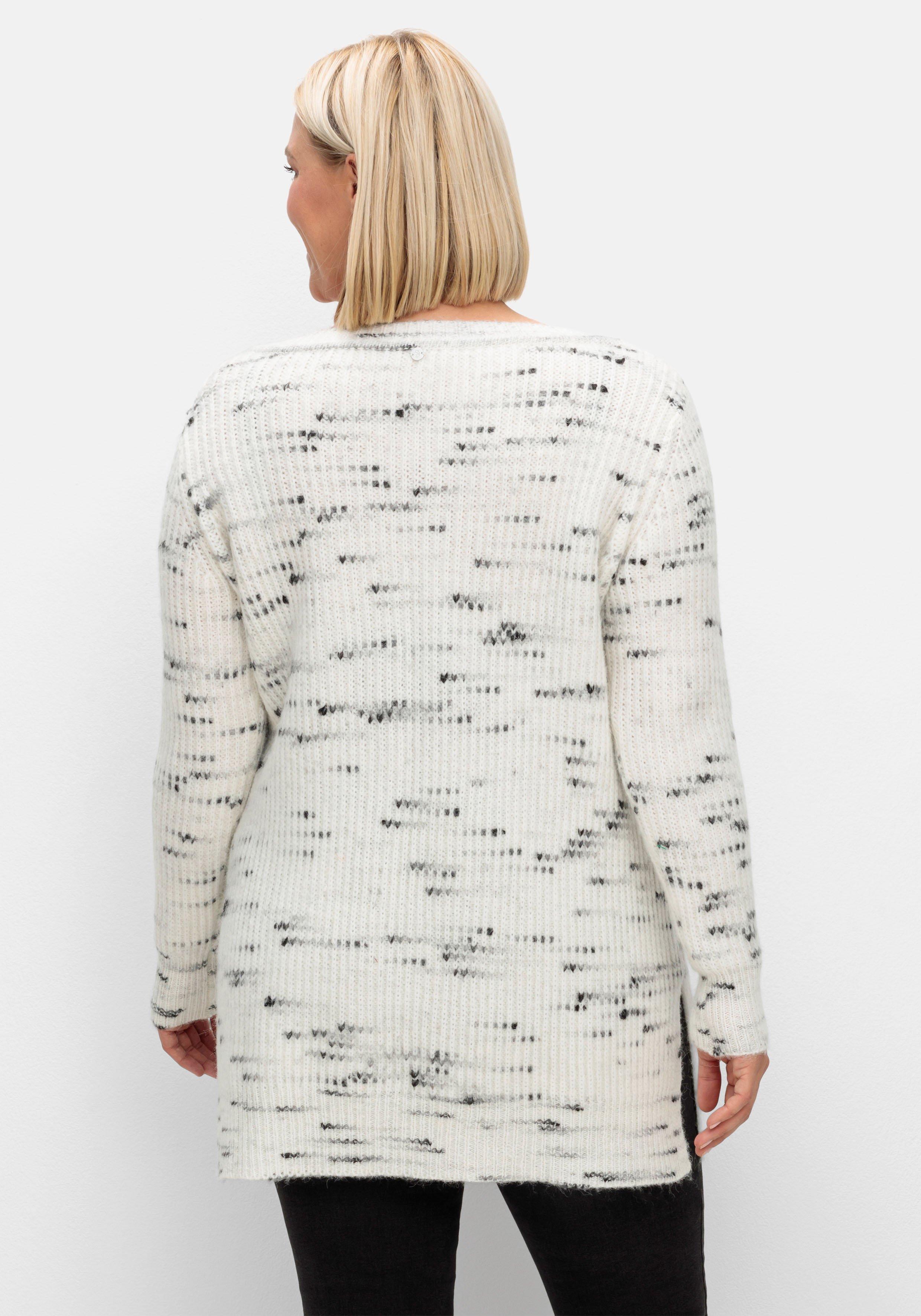 Longpullover mit Kontrastgarn, mit Wollanteil