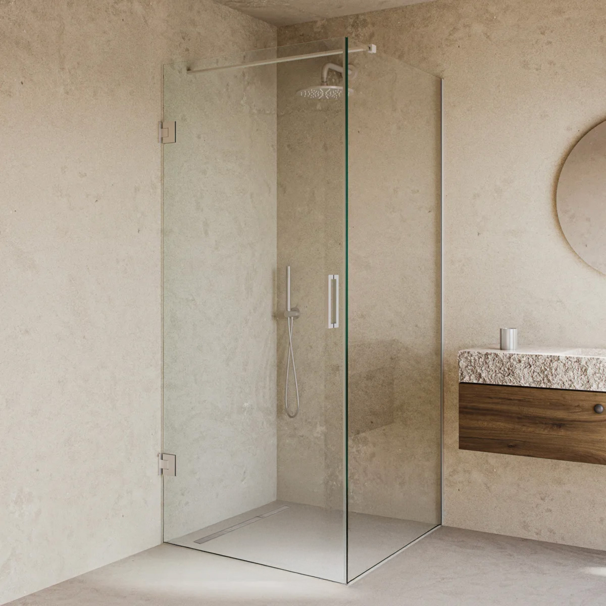 Saniclear Modern douchecabine 80x80 met 80cm deur anti-kalk RVS