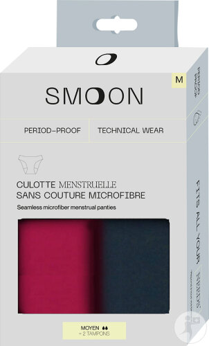 Smoon Pack Découverte Culottes Menstruelles Séléné Flux Moyen Bleu Rouge M 2 Pièces