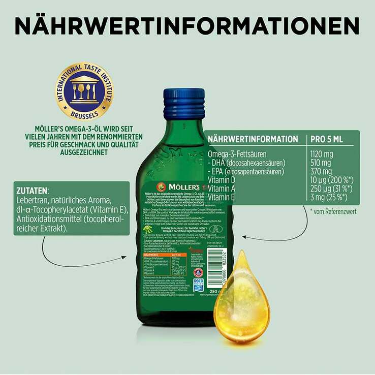Möller`s Omega-3 Kids Fruchtgeschmack Öl, 250 ml