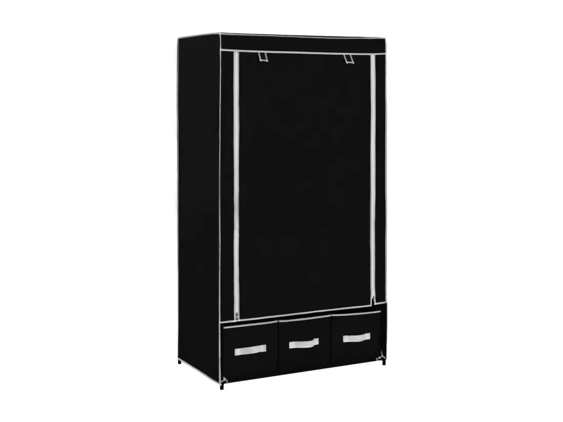 Garde-robe Noir 87 x 49 x 159 cm Tissu