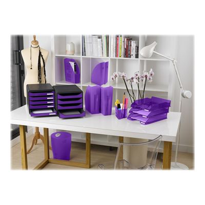 Exacompta Pen-Cube - Pot à crayons violet translucide
